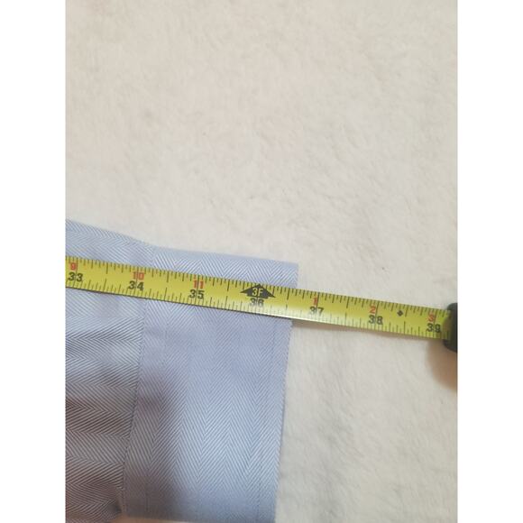 Jos. A Bank Signature Shirt Mens 19 36 Blue Herringbone 100% Cotton Long Sleeve - Picture 9 of 10